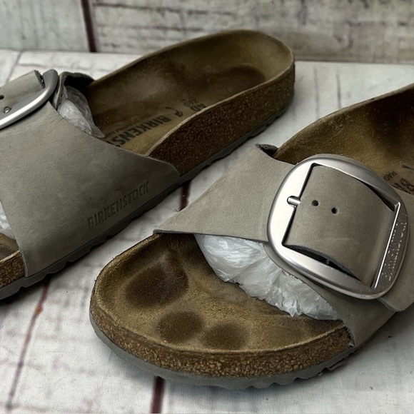 Birkenstock Madrid Buckle Sandal Dove Grey Suede